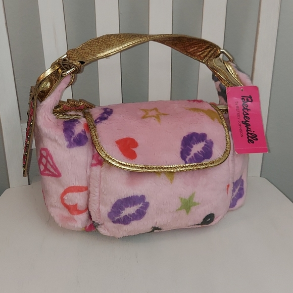 Betsey Johnson Handbags - Betsey Johnson BETSEYVILLE PINK FUR HOBO BAG
